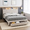 Bed Frame with Storage Headboard and Charging Station, Upholstered Platform Bed Frame with Drawer, Mattress Foundation - 3 of 4