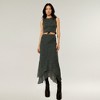 Anna-Kaci Women's Floral Jacquard Asymmetrical Hem Midi Skirt with Layered Chiffon Detail - 2 of 4