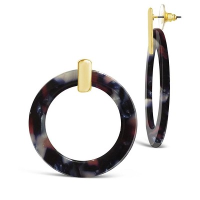 SHINE by Sterling Forever 1.25" Circle Resin Stud Drop Earrings