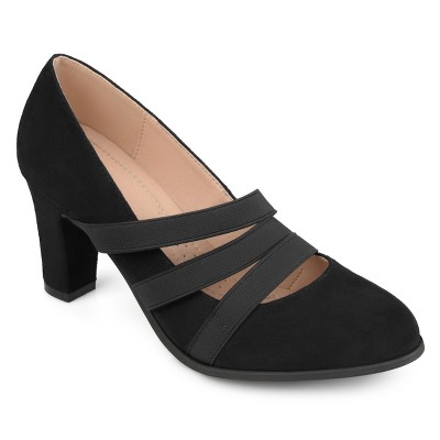 Journee Collection Women's Loren Comfort Insole Medium and Wide Width Round Toe Mid Block Heel Pumps