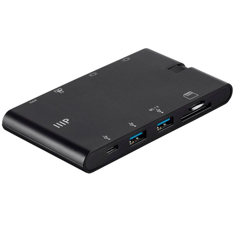 Monoprice USB-C to HDMI 4K@30Hz / VGA / 2-Port USB 3.0 / Gigabit RJ45 / SD Card/USB-C Data Dock Adapter with Folding Type-C Connector - Mobile Series, 2 of 7