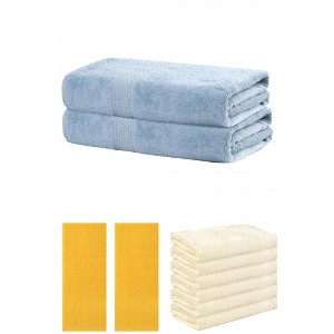 REGALWOVEN Absorbent Solid Bath Hand Face Cloths Cotton Towels 3 Piece Sets - 1 of 4