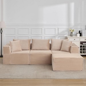 107"/ 137" Modular Sectional Cloud Couch,Deep Seat Boneless Couch,Convertible Comfy Floor Sofas with Ottomans and Memory Foam - 1 of 4