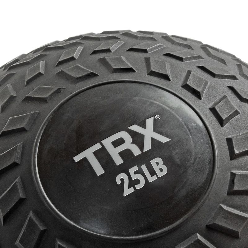 TRX 25 Pound Weighted Textured Tread Slip Resistant Rubber Slam Ball for High Intensity Full Body Workouts and Indoor or Outdoor Training, Black, 3 of 8