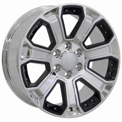 OE Wheels LLC CV93B-22090-6550-24C-ic Chrome Wheel with Chrome Insert Painted (22 x 9. inches /6 x 139 mm, 24 mm Offset)
