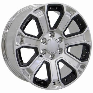 OE Wheels LLC CV93B-22090-6550-24C-ic Chrome Wheel with Chrome Insert Painted (22 x 9. inches /6 x 139 mm, 24 mm Offset) - 1 of 2