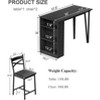 Small Space Bar Set: Extendable 36" to 48" Table w/ Wine Storage & 2 Chairs - 3Pc Counter Height Set for Apartments, Coffee Shops - 2 of 4