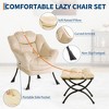 Lazy Chair with Ottoman, Modern Lounge Accent Chair,Leisure Sofa Armchair with Footrest,Reading Armchair with Side Pocket - 4 of 4