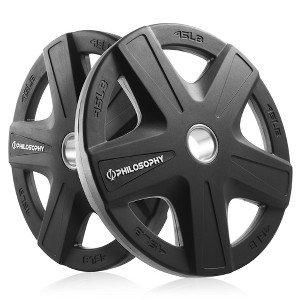 Philosophy Gym Set of 2 Rubber Coated 2-inch Olympic Grip Weight Plates for Weightlifting - 1 of 4