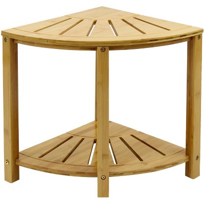 Sorbus 2 Tier Bamboo Corner Shower Stool with Shelf