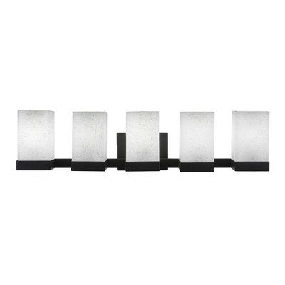 Toltec Lighting Nouvelle 5 - Light Vanity in  Espresso with 4" Square White Muslin Shade