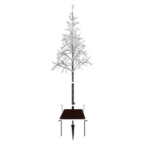 5ft Alpine Silver Artificial Christmas Tree with Warm White LED Lights Silver - 1 of 4