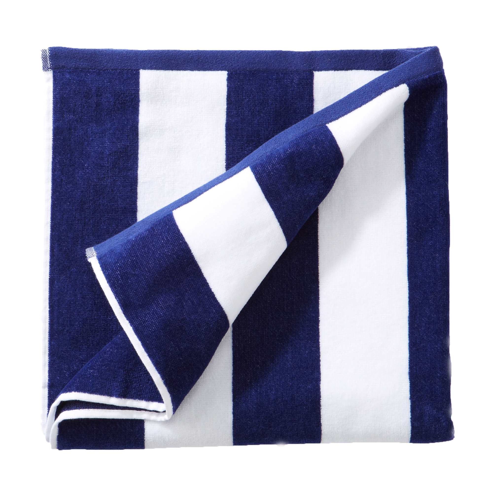 Oversized 100% Cotton Cabana Striped Beach Towels - Great Bay Home (35" x 70", Navy)