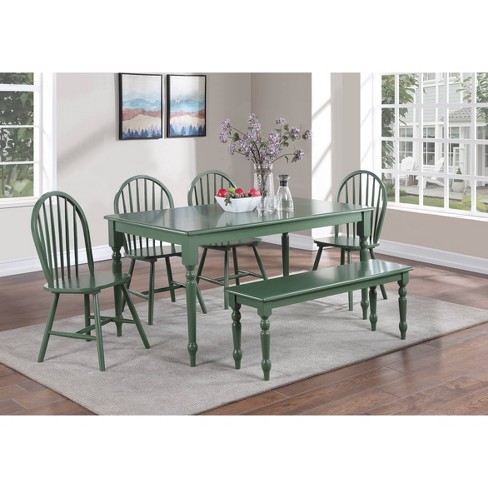 6pc Carolina Dining Set Equestrian Green Boraam