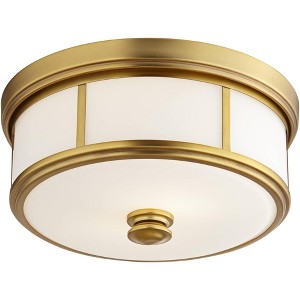 Minka Lavery Modern Ceiling Light Flush Mount Fixture 13 1/2" Liberty Gold Etched Opal Glass Shade for Bedroom Kitchen Living Room - 1 of 4
