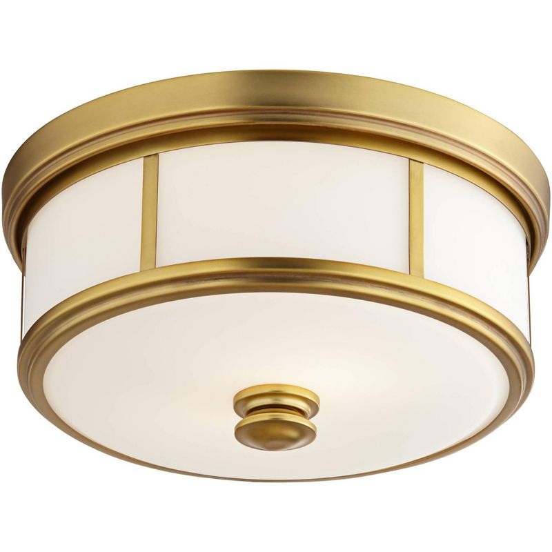 Minka Lavery Modern Ceiling Light Flush Mount Fixture 13 1/2" Liberty Gold Etched Opal Glass Shade for Bedroom Kitchen Living Room, 1 of 5