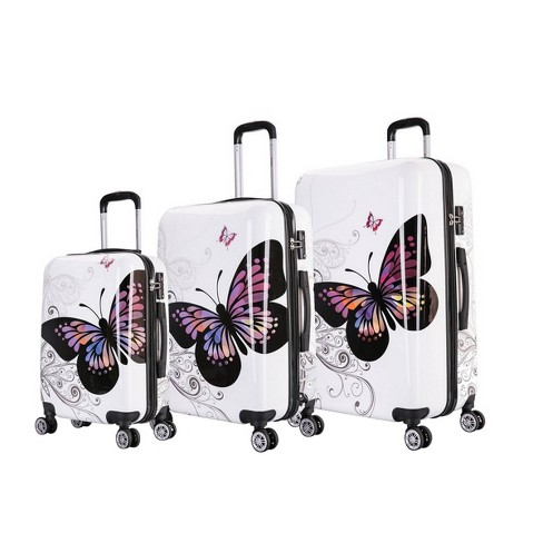 Inusa Trend Lightweight Hardside Spinner Luggage Set, 3 Piece - White