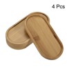 Unique Bargains Indoors Bamboo Oval Flower Drip Tray Plant Pot Saucer 16.7x8cm 4 Pcs - 3 of 4