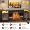 Bestier 70'' Electric Fireplace TV Stand, High Gloss Entertainment Center for TVs up to 80 inch with LED Lights & Storage Cabinets - 3 of 4