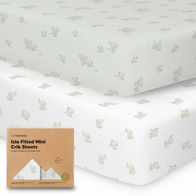 KeaBabies 2-Pack Isla Mini Crib Sheets, Pack and Play Sheets Fitted, Pack N Play Sheets, Fitted Crib Sheet