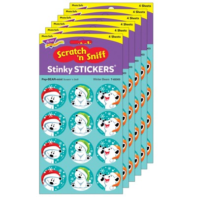 TREND Winter Bears/PepBEARmint Stinky Stickers®, 48 Per Pack, 6 Packs