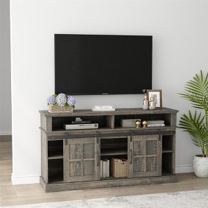 58" TV Stand With Storage Cabinet And Shelves, TV Console Table Entertainment Center With Sliding Doors, TV Console Table For Living Room Bedroom - 1 of 4