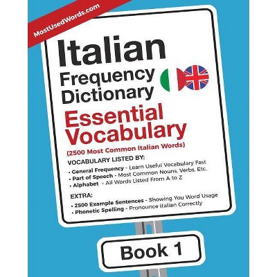 Italian Frequency Dictionary - Essential Vocabulary - (Italian-English) by  Mostusedwords (Paperback)