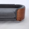 Mocamel Scandinavian style Elevated Dog Bed Pet Sofa With Solid Wood legs and Walnut Bent Wood Back, Velvet Cushion,Large Size - 3 of 4