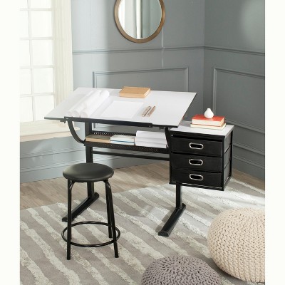 Harvard Transitional Black & White Home Office Desk with 3 Drawers