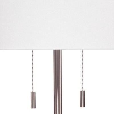 Silver 3-Way Switch Metal Floor Lamp with Linen Shade