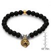 Steeltime Men's black lava beaded bracelet with stainless steel lion. Color Options: Silver, Gold - 3 of 4