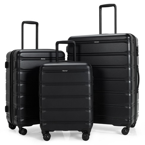 Costway 3 Piece Hardshell Luggage Set Ex Pandable Suitcase W/ Tsa Lock ...
