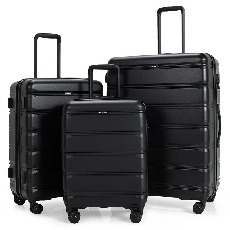 Costway 3 Piece Hardshell Luggage Set Ex pandable Suitcase w/ TSA Lock & Spinner Wheels, 1 of 11