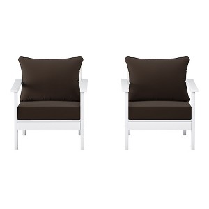 WestinTrends Avalon Outdoor Modern HDPE Patio Club Chairs with Deep Seat Cushions (Set of 2) - 1 of 4
