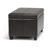 NicBex Small Coffee Table Ottoman with Storage, Transitional Foot Stools Ottoman with Stitched Detail and Nailhead Trim for Living Room, Dark Brown - 2 of 4