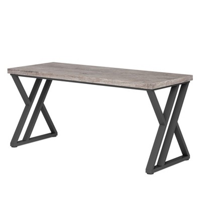 Sapphtopaz 55" Modern Office Desk with Z-Shaped Metal Legs Writing Desk with Wood Desktop Large Work Computer Desk for Home Office, Bedroom