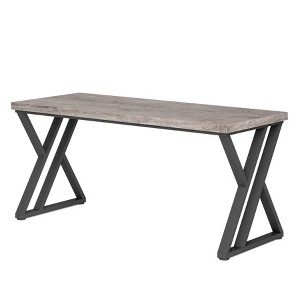 Sapphtopaz 55" Modern Office Desk with Z-Shaped Metal Legs Writing Desk with Wood Desktop Large Work Computer Desk for Home Office, Bedroom - 1 of 4
