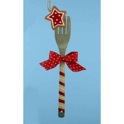 Kurt S. Adler Mom's Kitchen Hand Painted Wooden Fork with Heart Christmas Ornament 12"