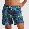 Anna-Kaci Men's Tropical Leaf Print Swim Trunks with Adjustable Drawstring and Side Pockets - 2 of 4