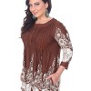 Women's Plus Size 3/4 Sleeve Printed Dulce Tunic Top - White Mark - 2 of 3