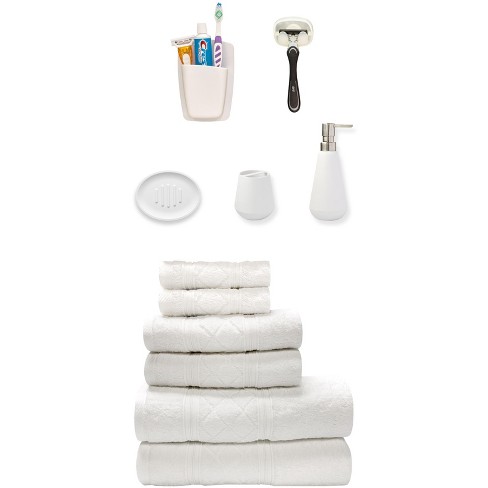 Sttelli 11-piece Bathroom Bundle - Soap Dispenser, Soap Dish, Wall Hook ...