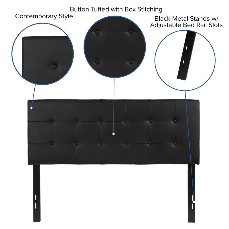 Flash Furniture Lennox Tufted Upholstered Full Size Headboard in Black Vinyl, 5 of 10