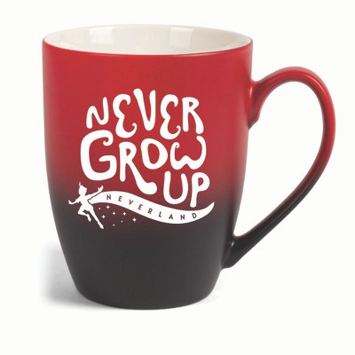 Elanze Designs Never Grow Up Neverland Two Toned Ombre Matte 10 ounce New Bone China Coffee Tea Cup Mug, Red and Black