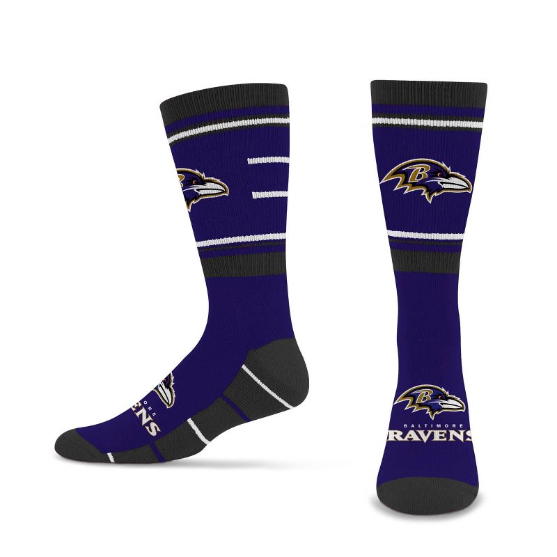 NFL Baltimore Ravens Striped Running Crew Socks - L, 1 of 4