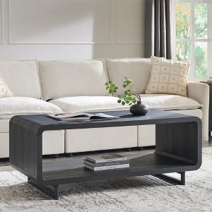 48" Coffee Table, Mondern Coffee Table with Open Storage Compartment, Wood Rectangular Center Table for Living Room - 1 of 4