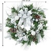 COZONY 16/24/30" Pre-Lit Christmas Wreath with 40 LED Lights – Silver & White Ornaments, Timer, 8 Modes, Holiday Door Decoration - 3 of 4
