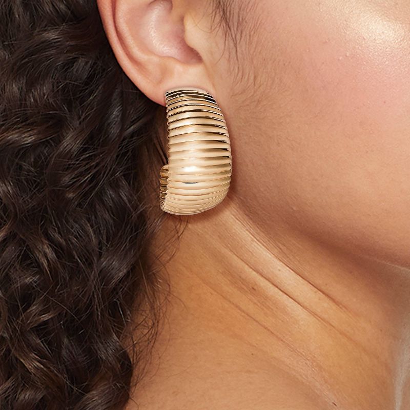 Thin Ribbed Hoop Earrings - A New Day&#8482; Gold, 2 of 4