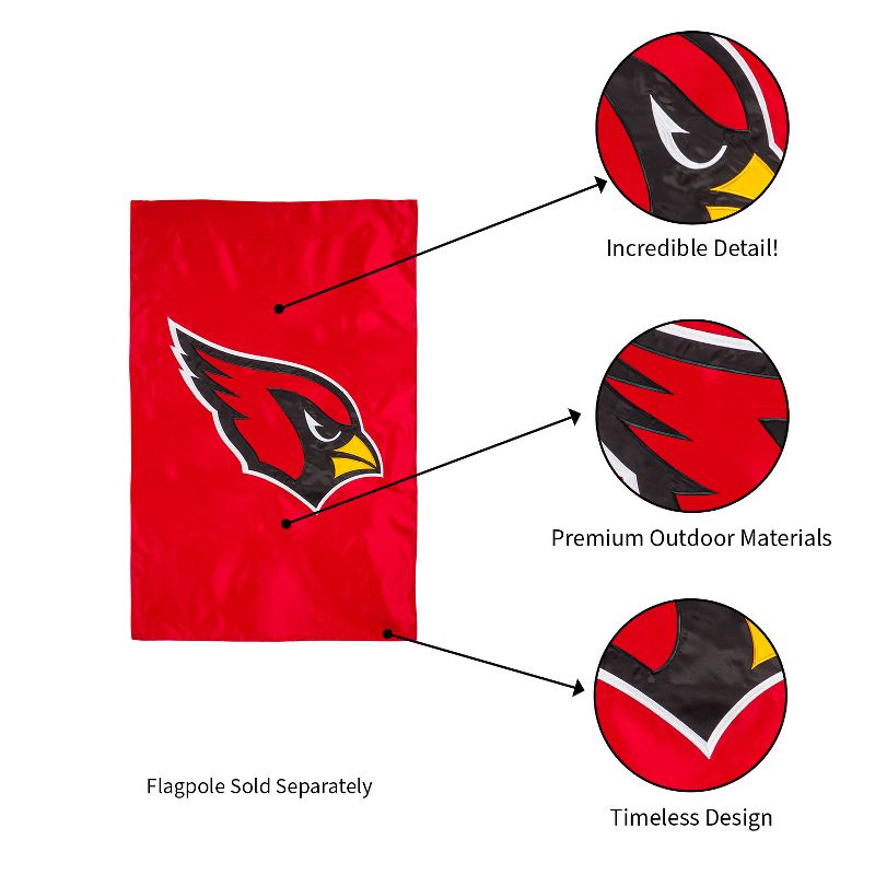 Evergreen NFL Arizona Cardinals Applique House Flag 28 x 44 Inches Outdoor Decor for Homes and Gardens, 4 of 7