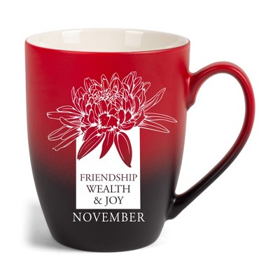 Elanze Designs Friendship Wealth And Joy Two Toned Ombre Matte Red and Black 12 ounce Ceramic Stoneware Coffee Cup Mug