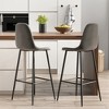 Costway Set of 2 Bar Stools 29.5'' Velvet Upholstered High Back Bar Chairs Kitchen Brown/Grey - 2 of 4
